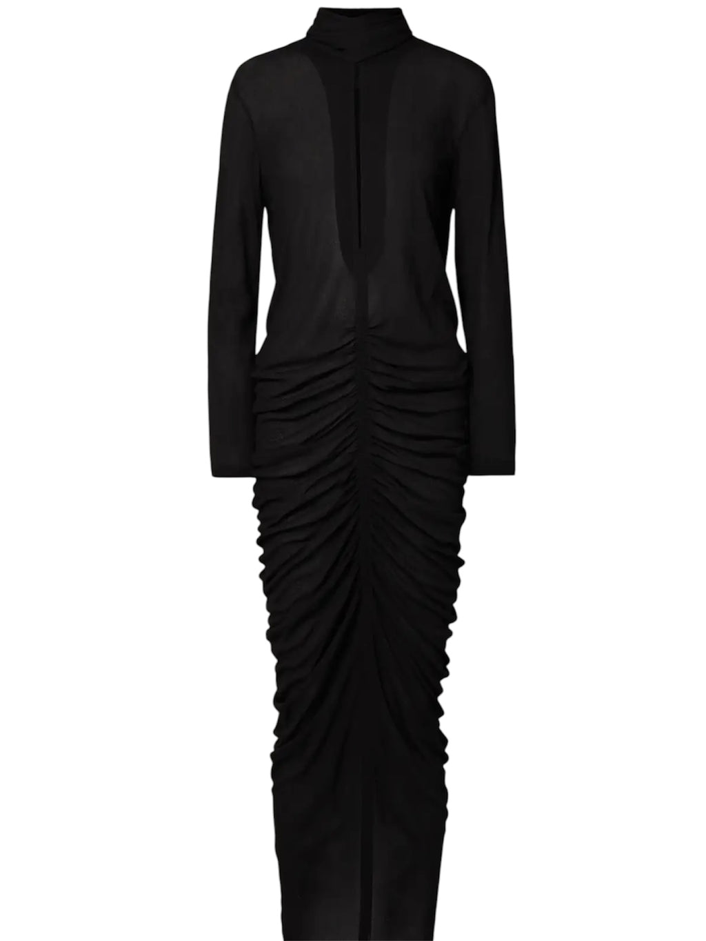 Givenchy Cutout ruched stretch-crepe turtleneck gown Size 12UK