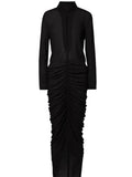 Givenchy Cutout ruched stretch-crepe turtleneck gown Size 12UK