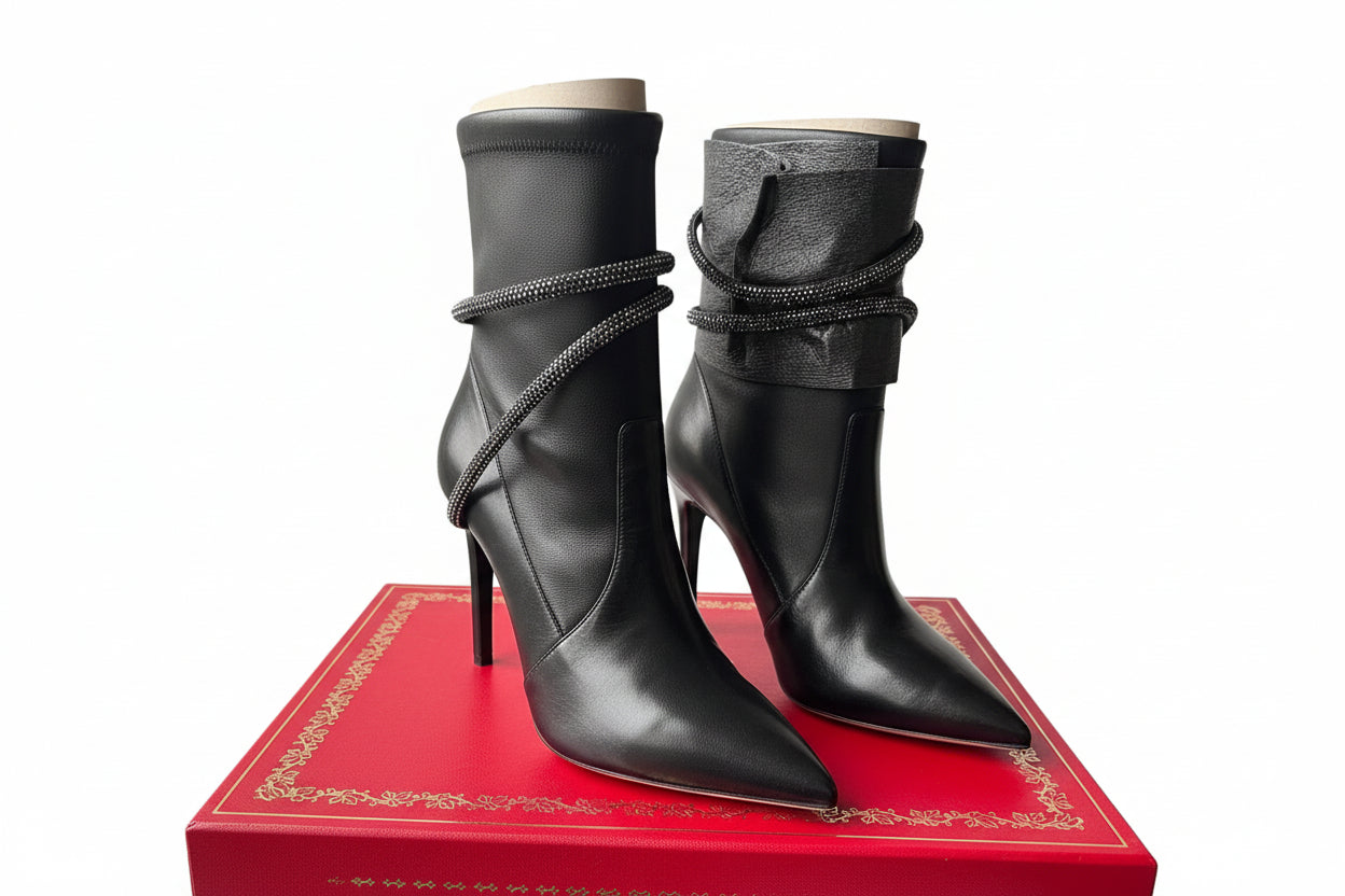 Rene Caovilla Snake Strap Stilleto Boots Size 37