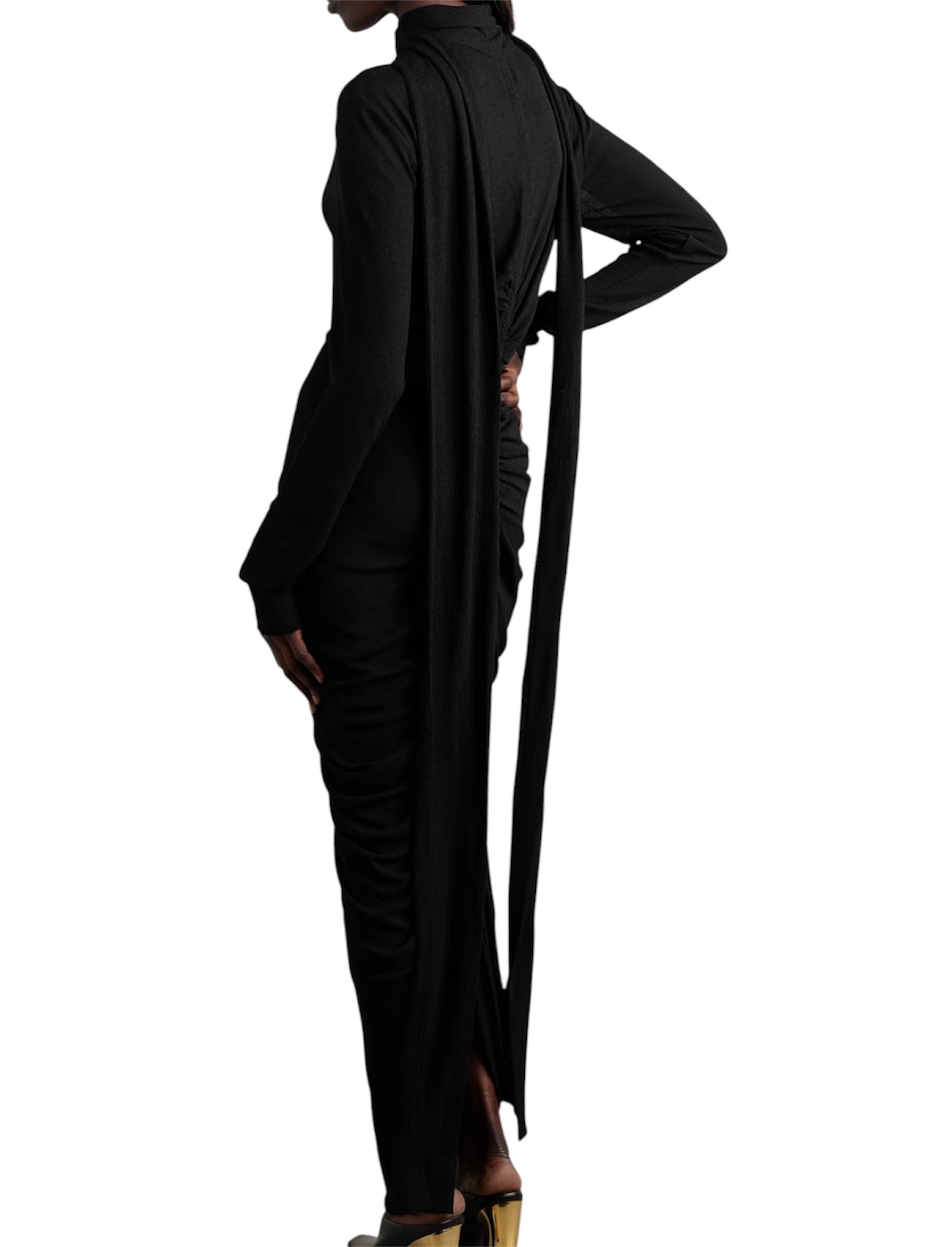Givenchy Cutout ruched stretch-crepe turtleneck gown Size 12UK