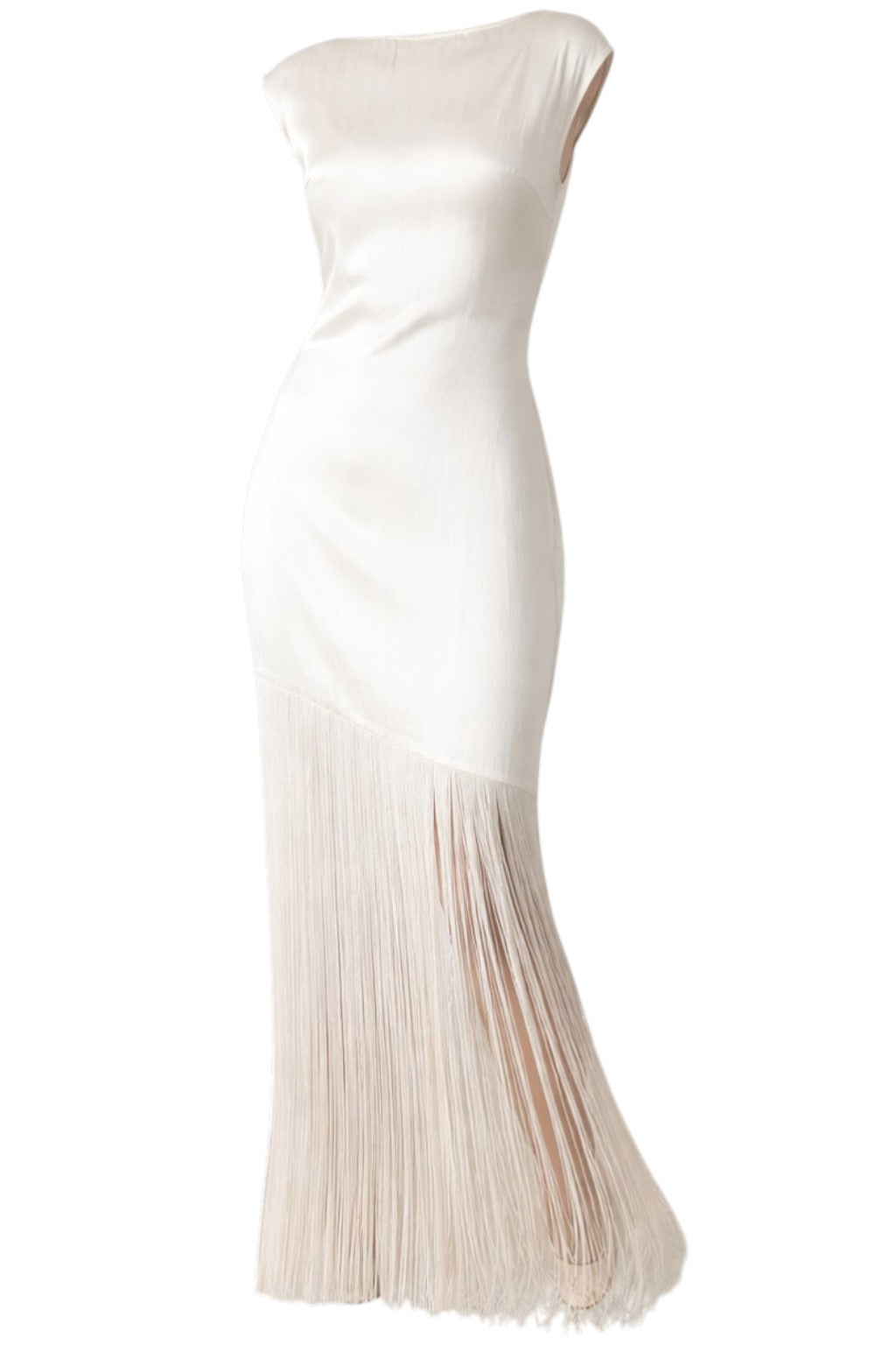 Pretty Lavish Sorelle Fringed Cream Midaxi Dress Size 12 UK