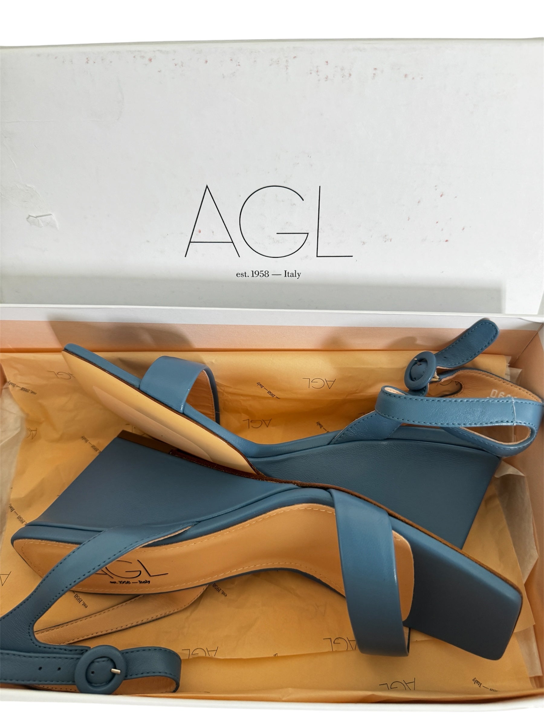 AGL Leather Wedge Sandals Size 5UK