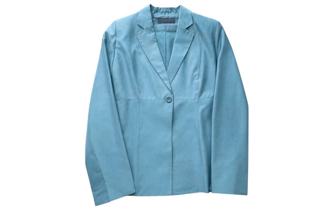 Vintage 100% Silk Blue 2 Piece Ladies Suit Size S-M