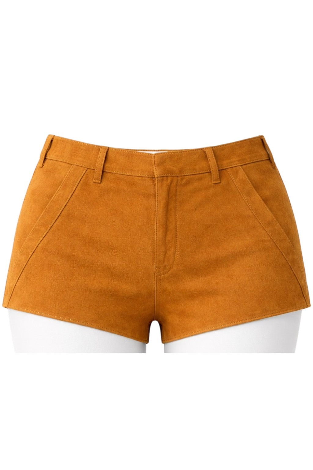 Saint Laurent Mini Micro Shorts Brown Suede Leather Size 10-12 UK