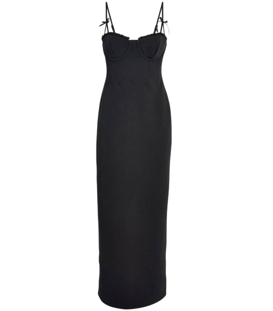 Staud Georgina Black Maxi Dress Size 16 UK