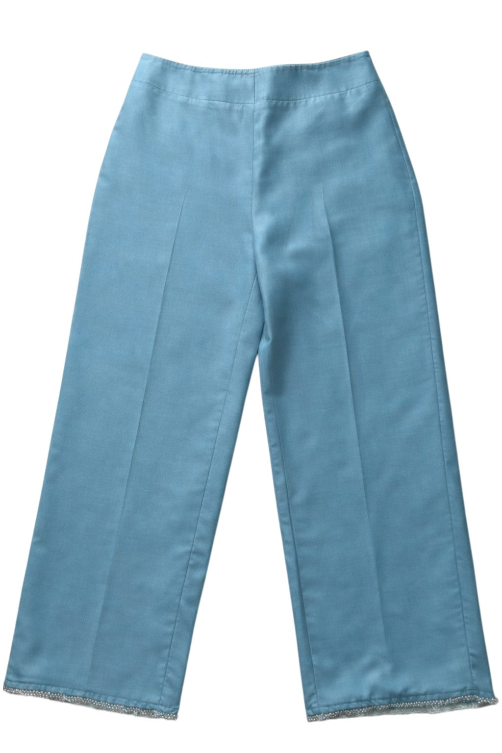 Vintage 100% Silk Blue 2 Piece Ladies Suit Size S-M