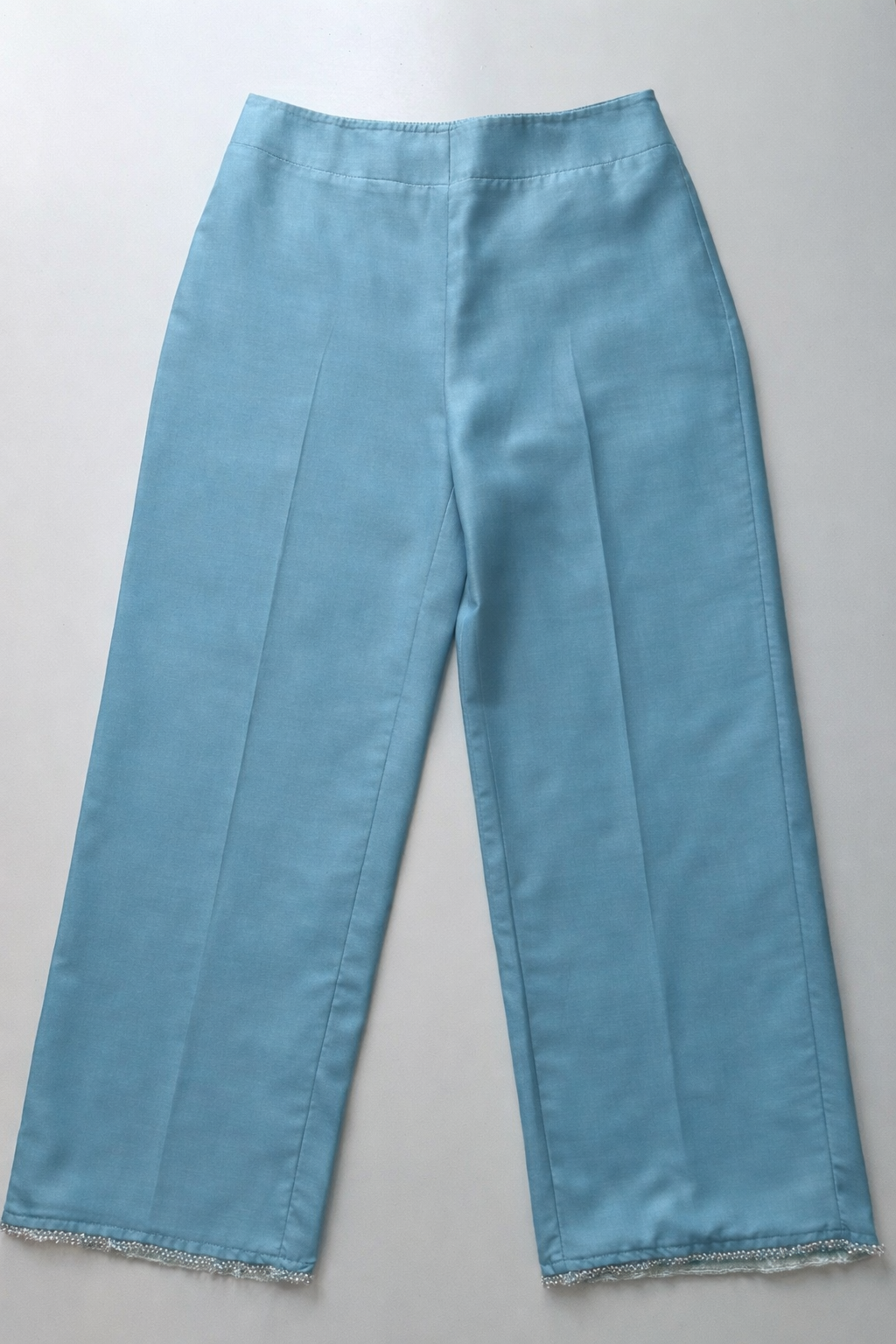 Vintage 100% Silk Blue 2 Piece Ladies Suit Size S-M