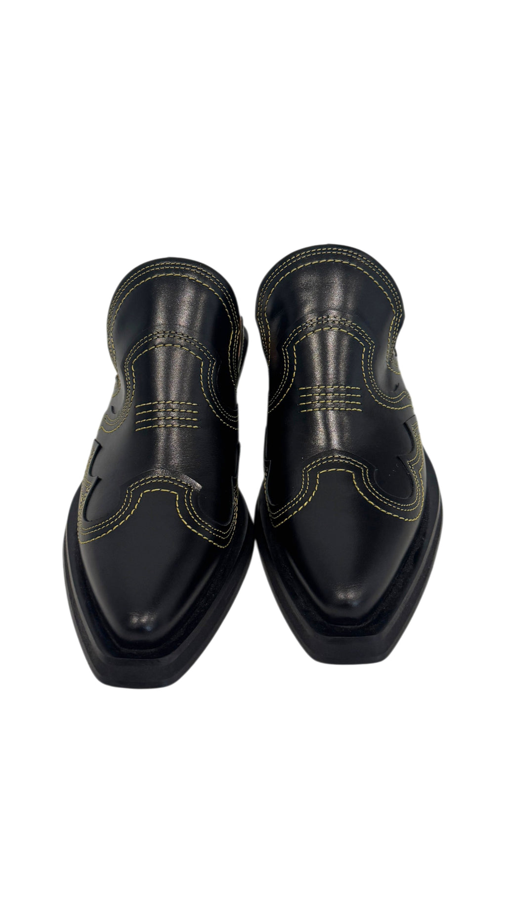 Ganni Western Emroidered Mules in Black Size 3.5 UK
