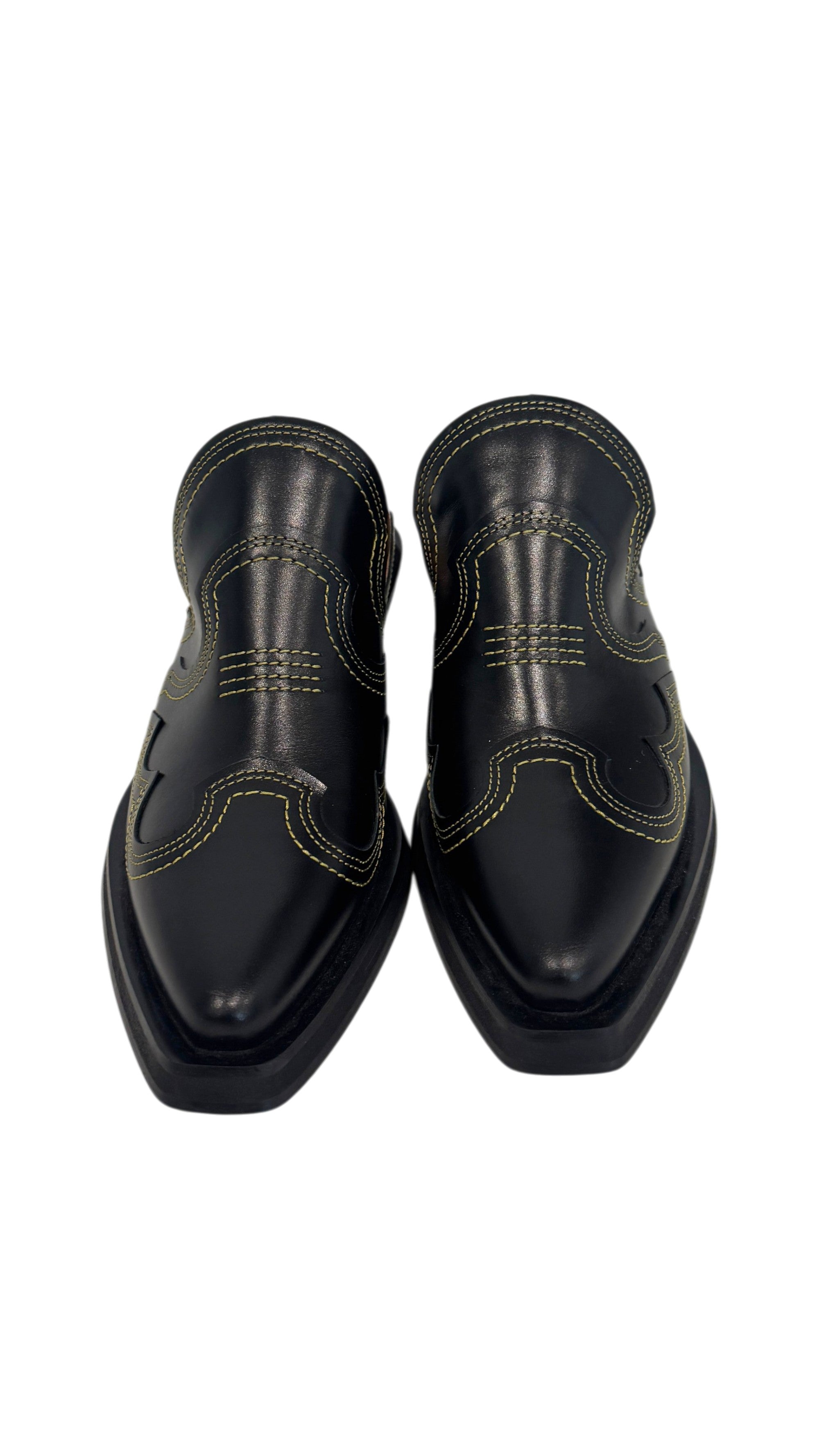 Ganni Western Emroidered Mules in Black Size 3.5 UK