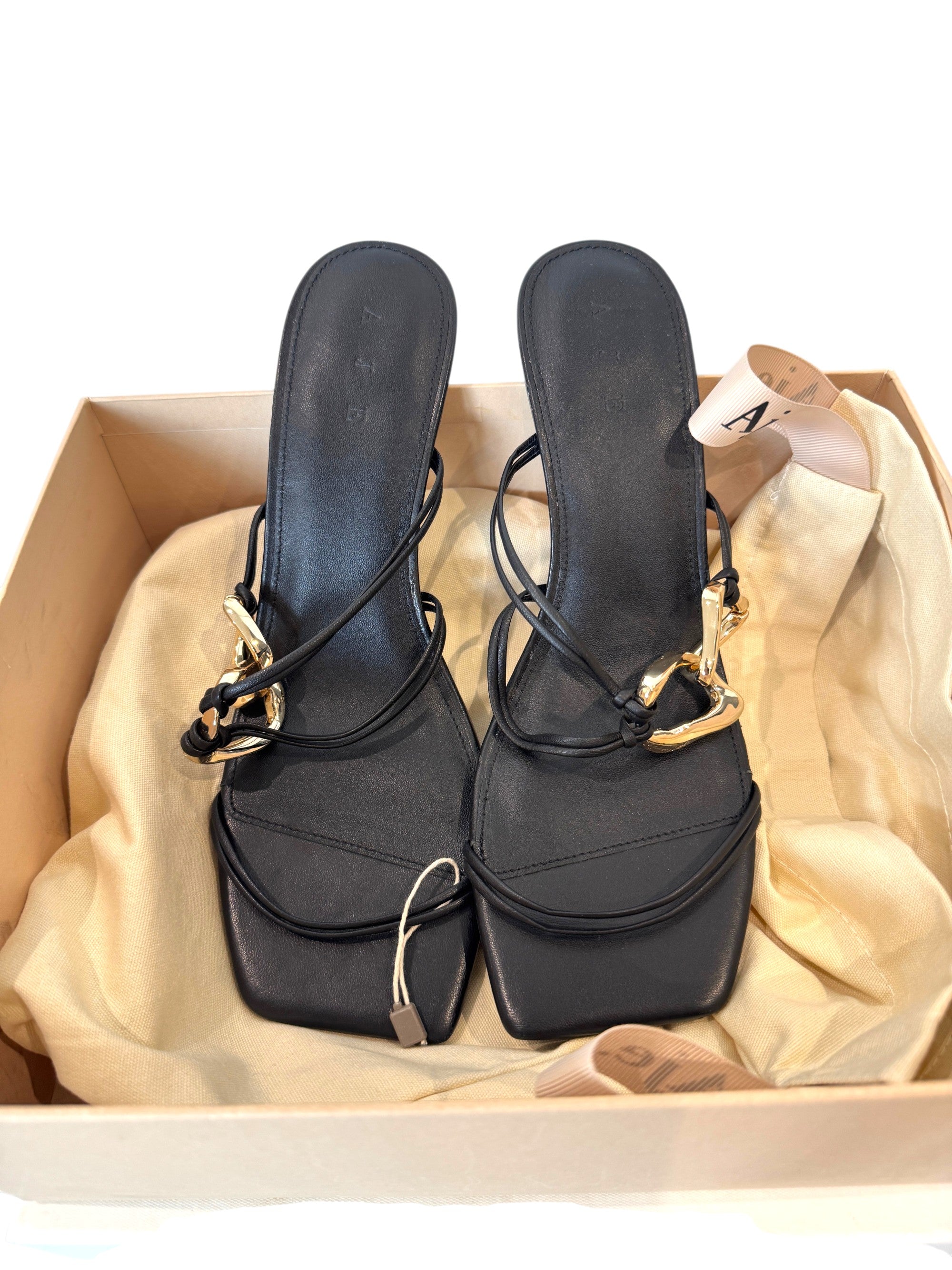 Aje Fondation Link Strappy Mid Heel Sandal Size 6.5 UK