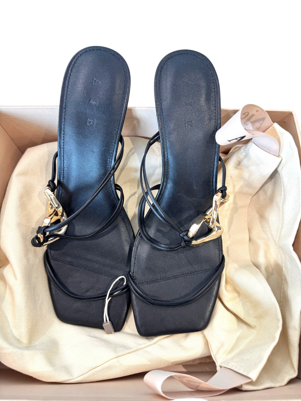 Aje Fondation Link Strappy Mid Heel Sandal Size 6.5 UK