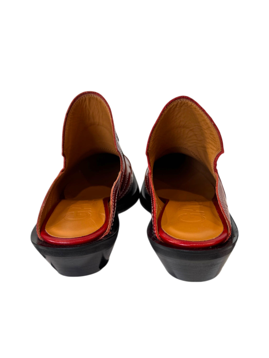 Ganni Western Emroidered Mules in Red Size 7 UK