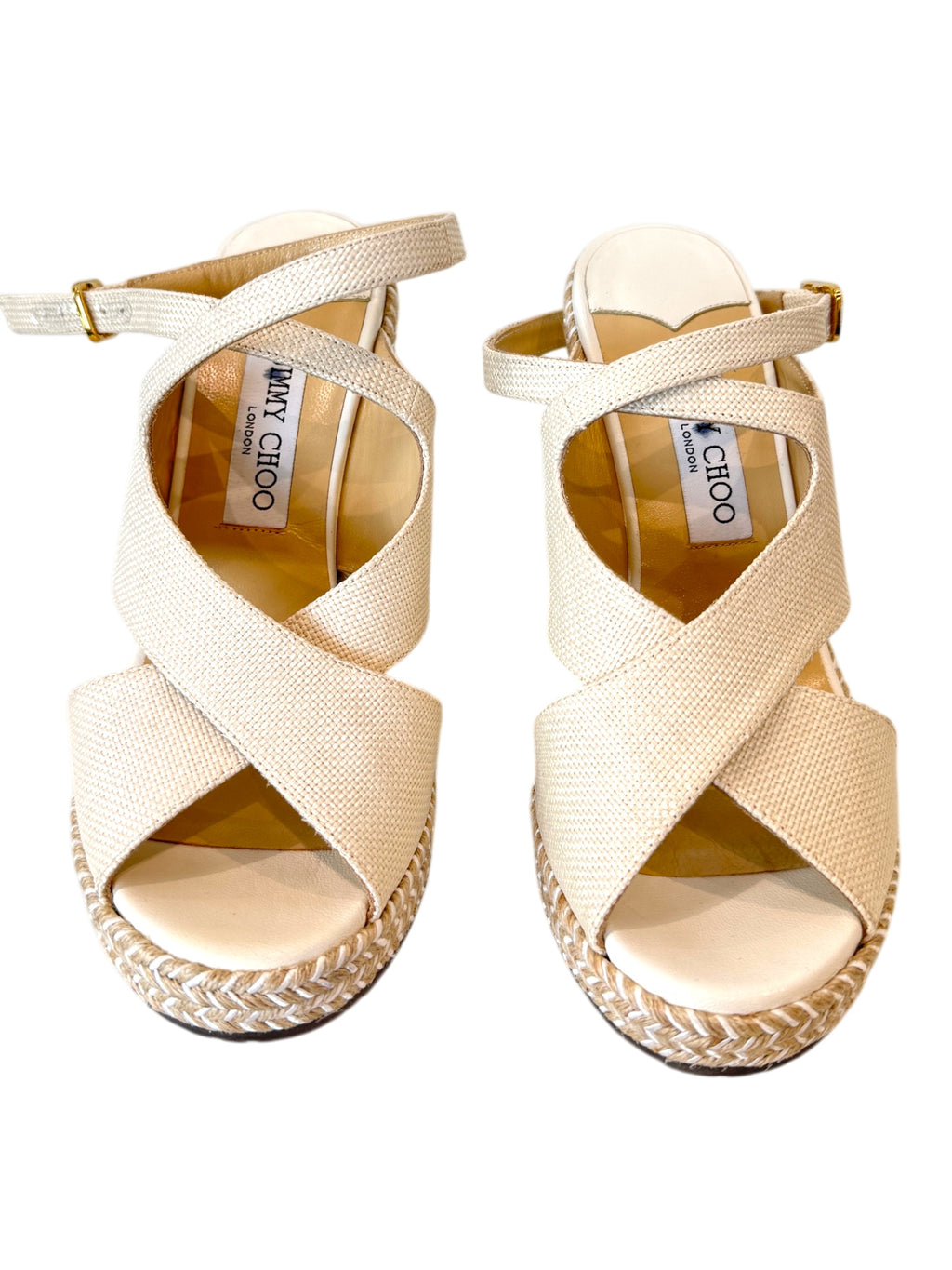 Jimmy Choo Espadrille Wedge in Cream Size 6 UK