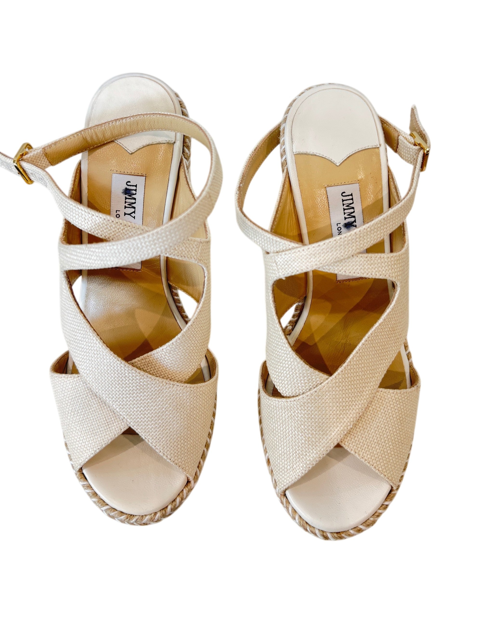 Jimmy Choo Espadrille Wedge in Cream Size 6 UK