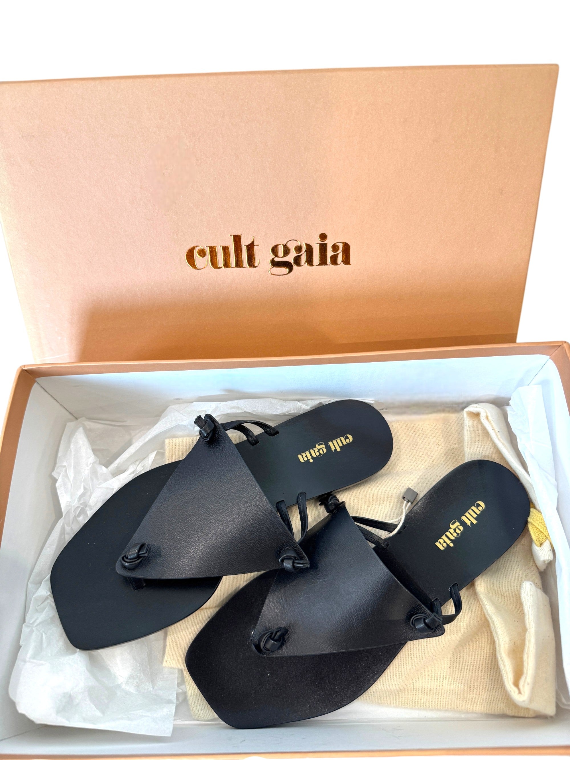 Cult Gaia Black Leather Fat Sandals Size 2.5UK