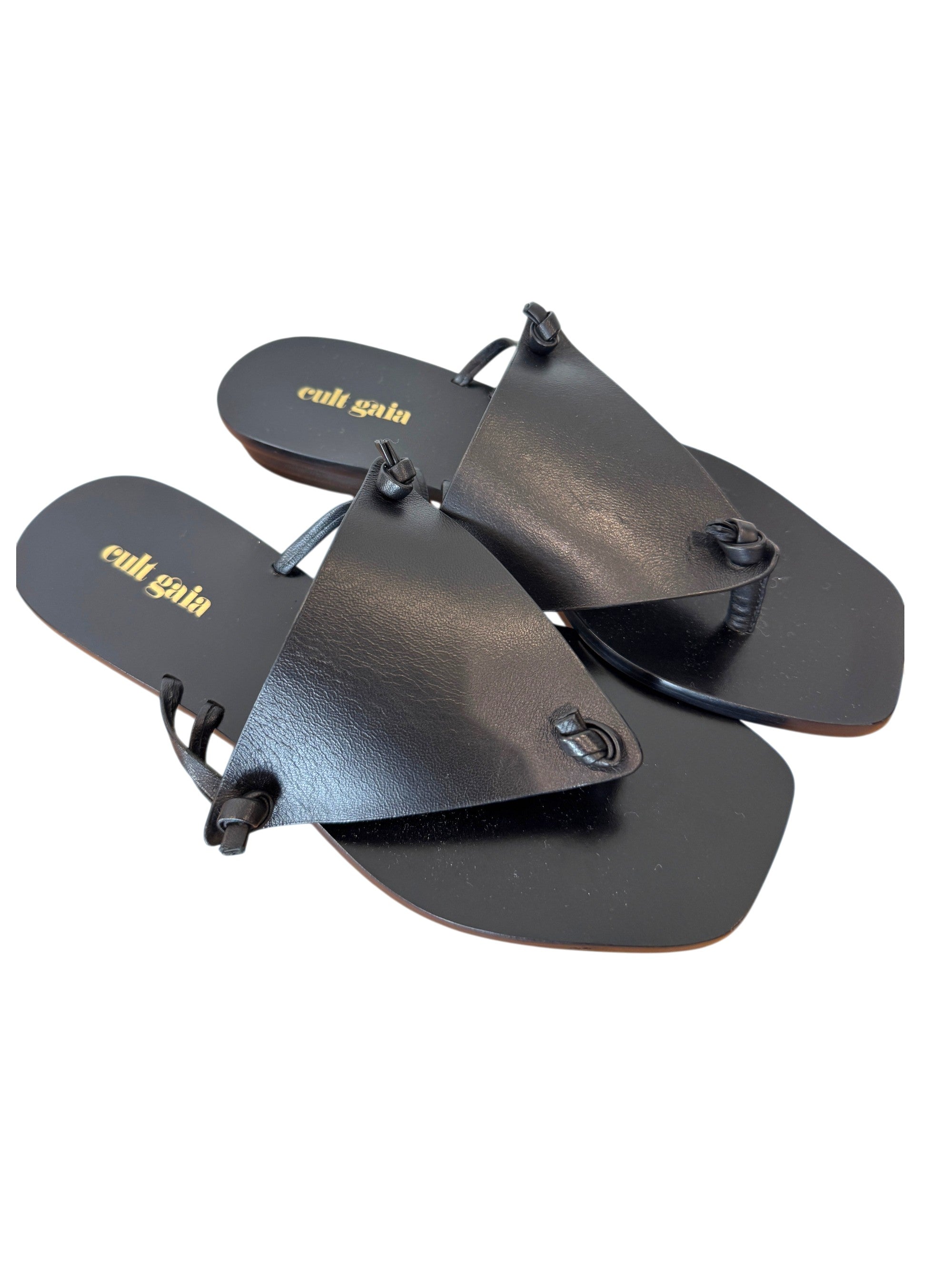 Cult Gaia Black Leather Fat Sandals Size 2.5UK