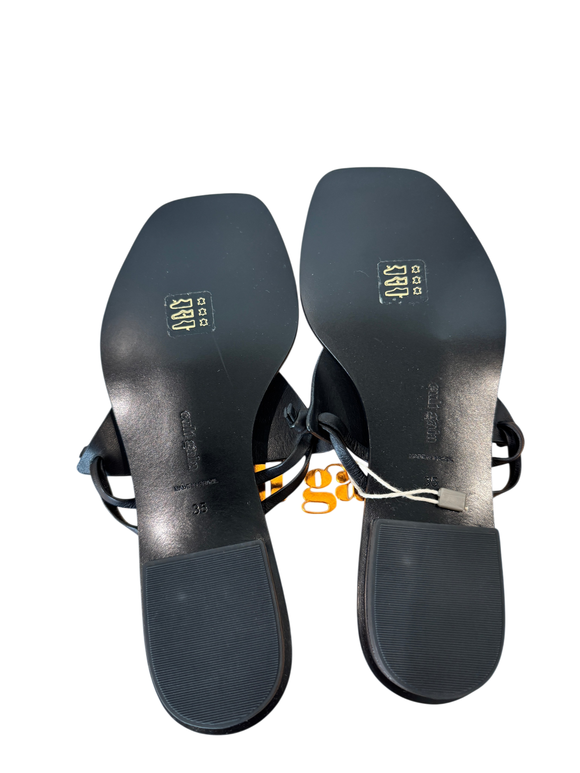 Cult Gaia Black Leather Fat Sandals Size 2.5UK