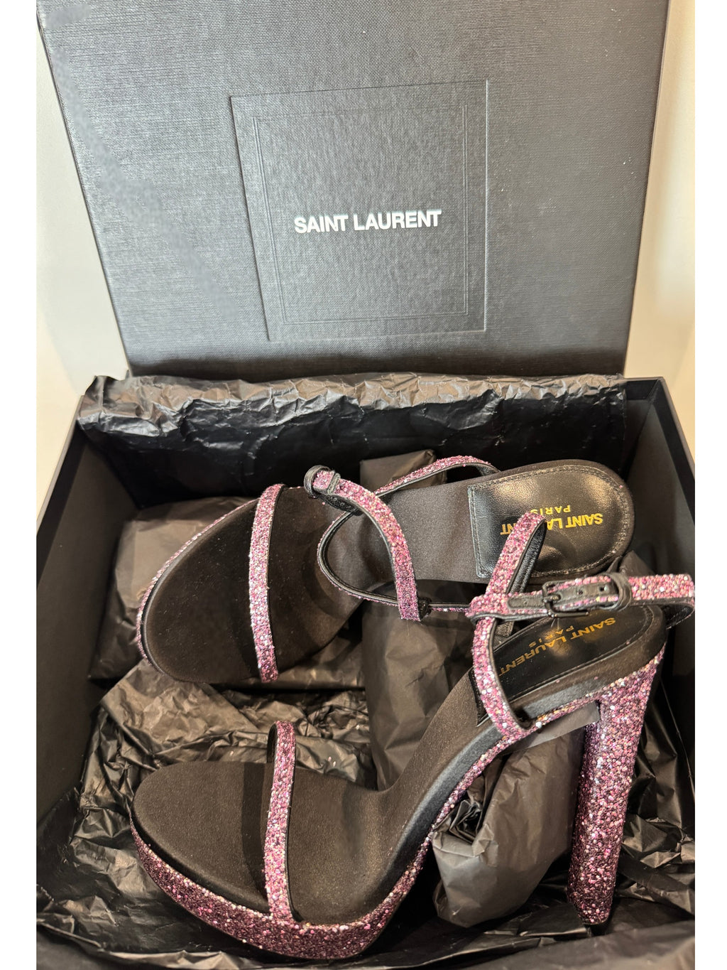 Saint Laurent Hall 105 Glitter Sandal Size 4 UK