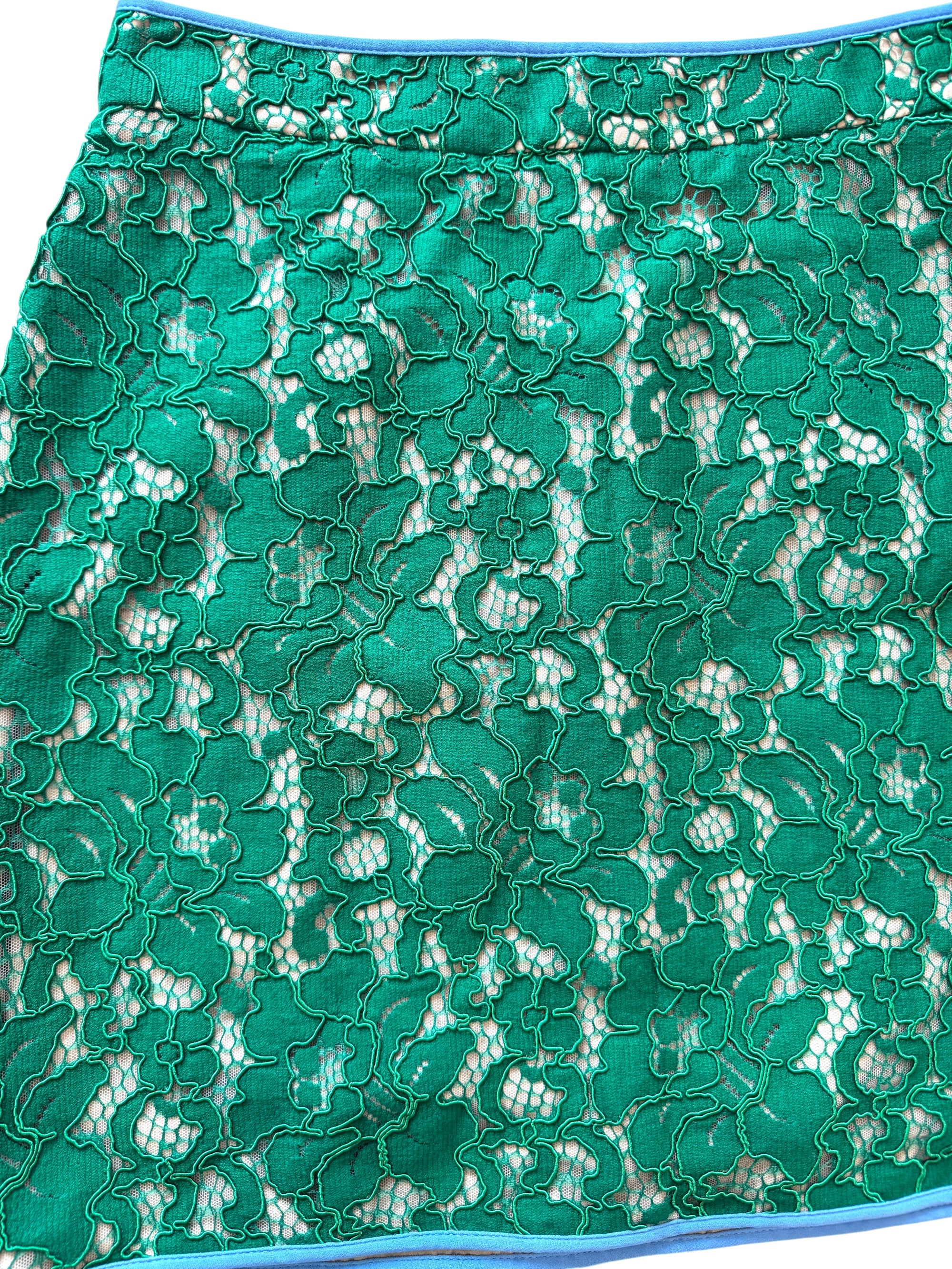 MSGM Milano Lace Green Gonna Mini Skirt Size 8-10 UK