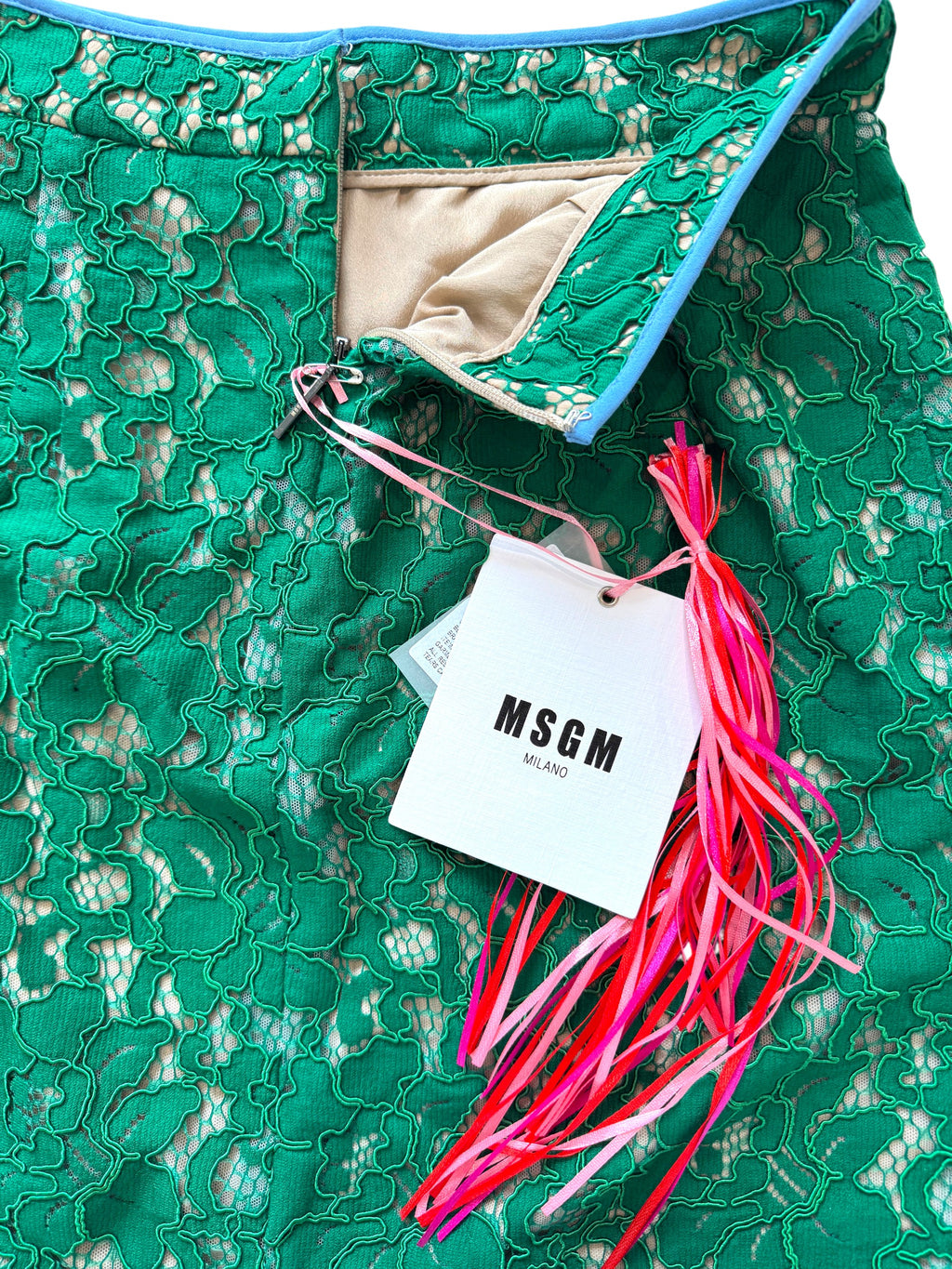 MSGM Milano Lace Green Gonna Mini Skirt Size 8-10 UK