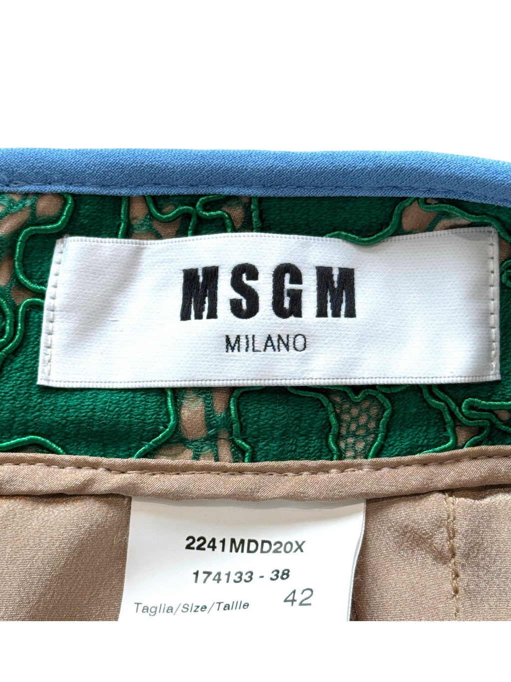 MSGM Milano Lace Green Gonna Mini Skirt Size 8-10 UK