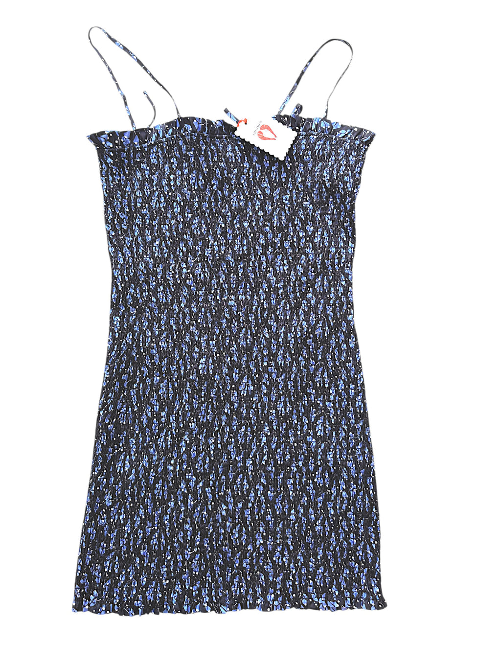 Shrimps Cyrus Bluebell Floral Fitted Smocked 100 % Silk Dress Size 14 UK