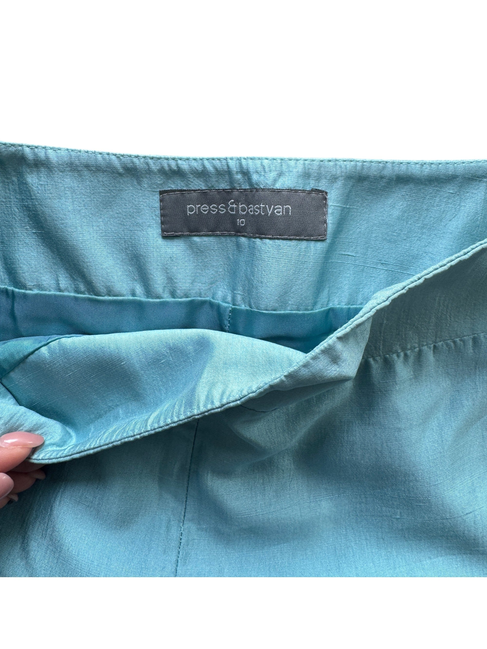 Vintage 100% Silk Blue 2 Piece Ladies Suit Size S-M