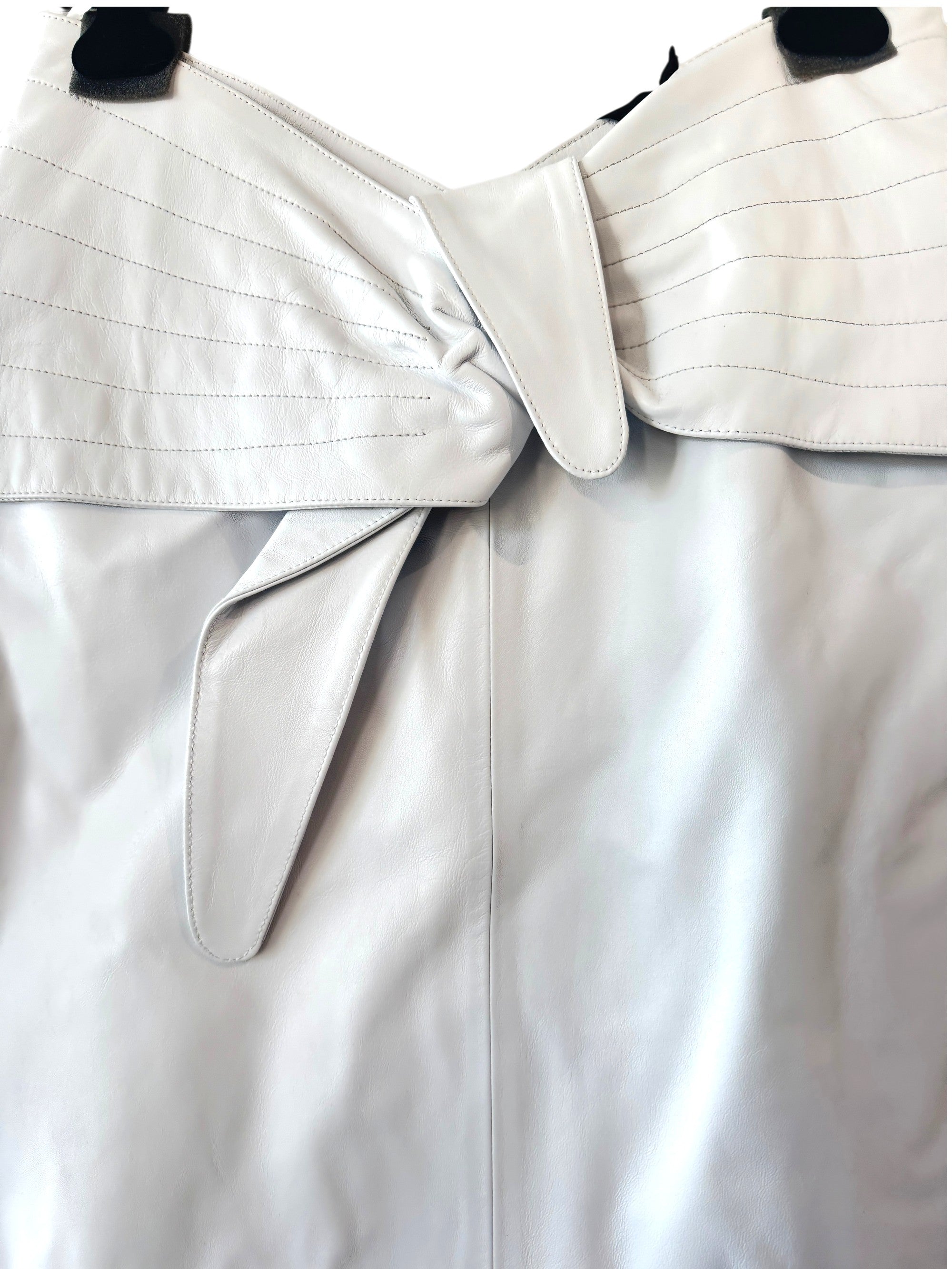 The Attico White 100% Leather Mid Skirt Size 14-16 UK