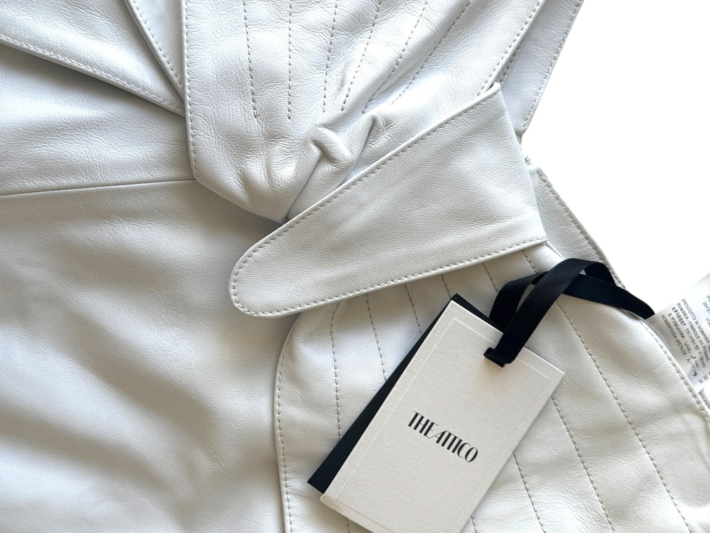 The Attico White 100% Leather Mid Skirt Size 14-16 UK