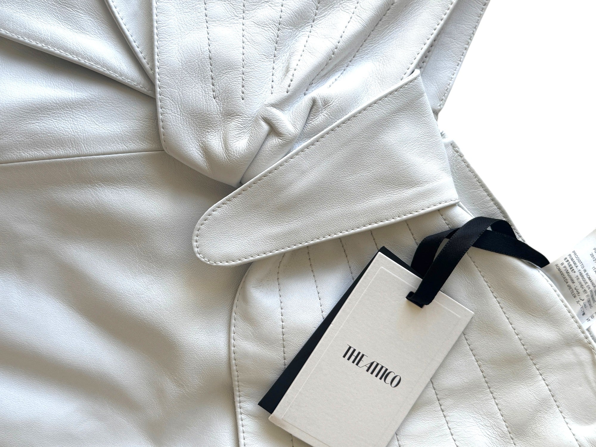 The Attico White 100% Leather Mid Skirt Size 14-16 UK