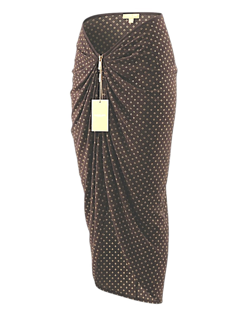 Michael Kors Collection Draped Maxi Skirt with Gold Metal Grommet Size 6-8 UK
