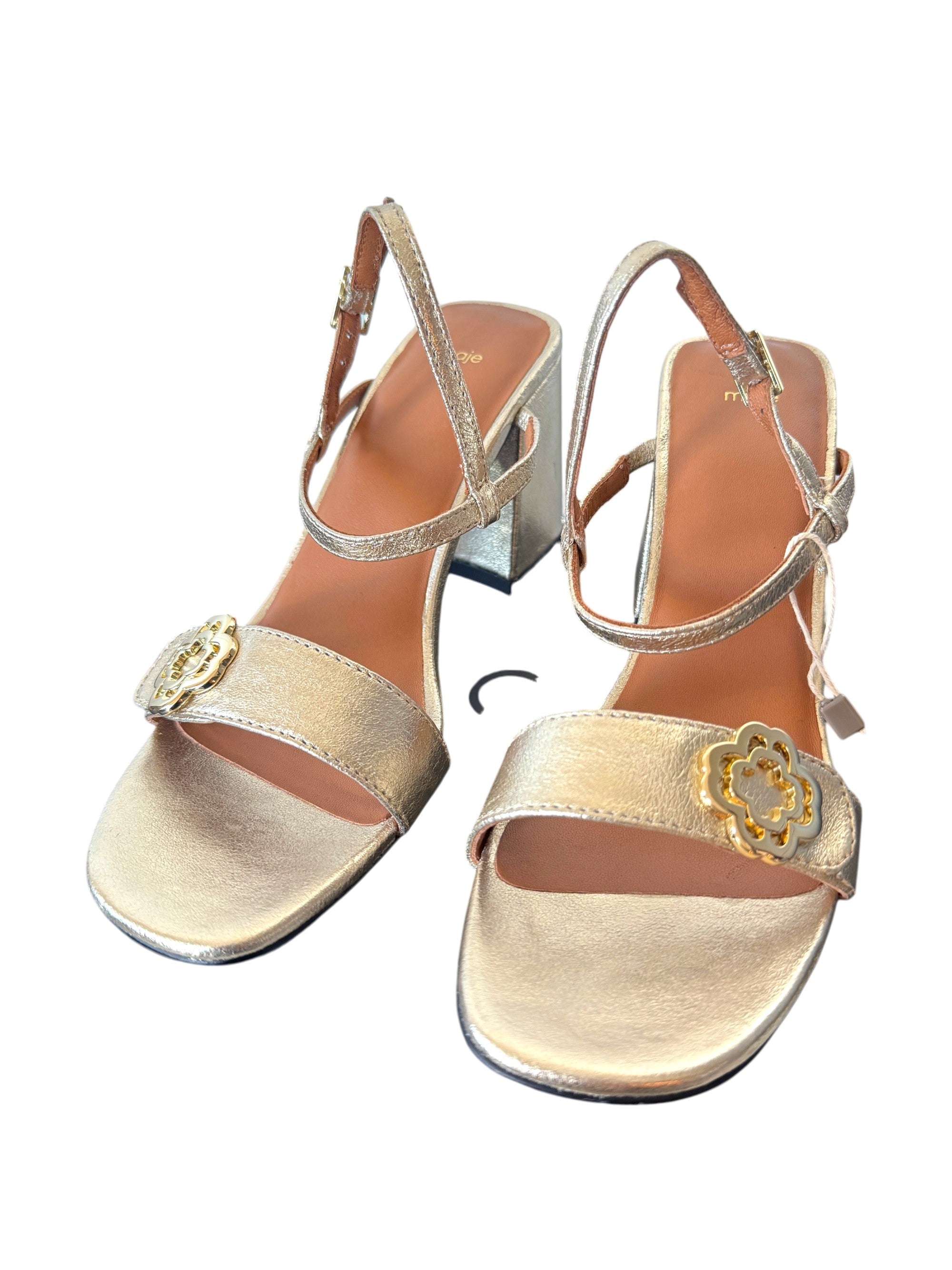 Maje Logo-badge Block-heel Leather Sandals Size 4 UK