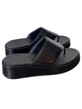 Claudie Pierlot Wide Thong Strap Black Leather Sandal Size 5 UK