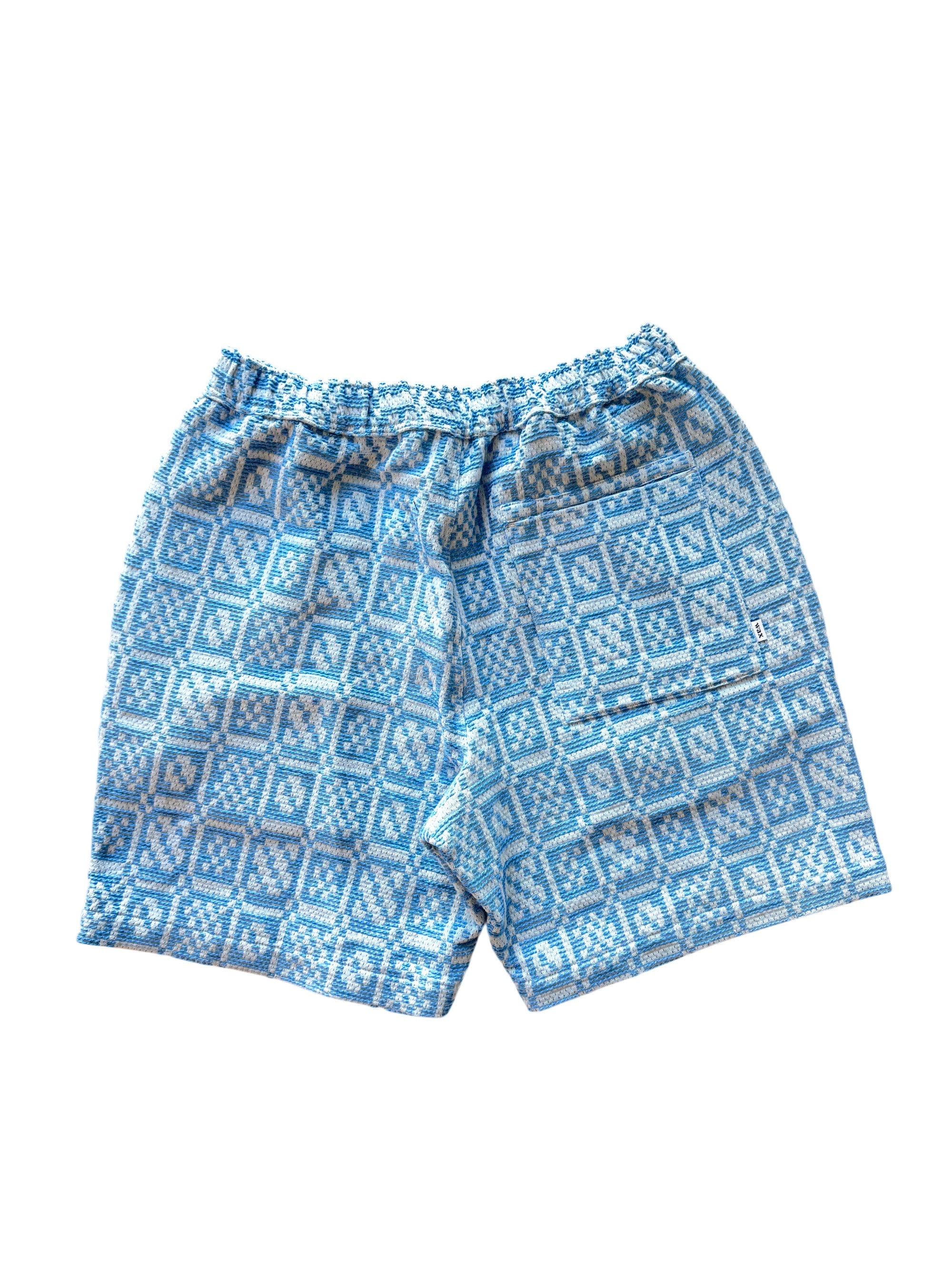 Wax London Blue Geo Dobby Kurt Shorts Size 32W