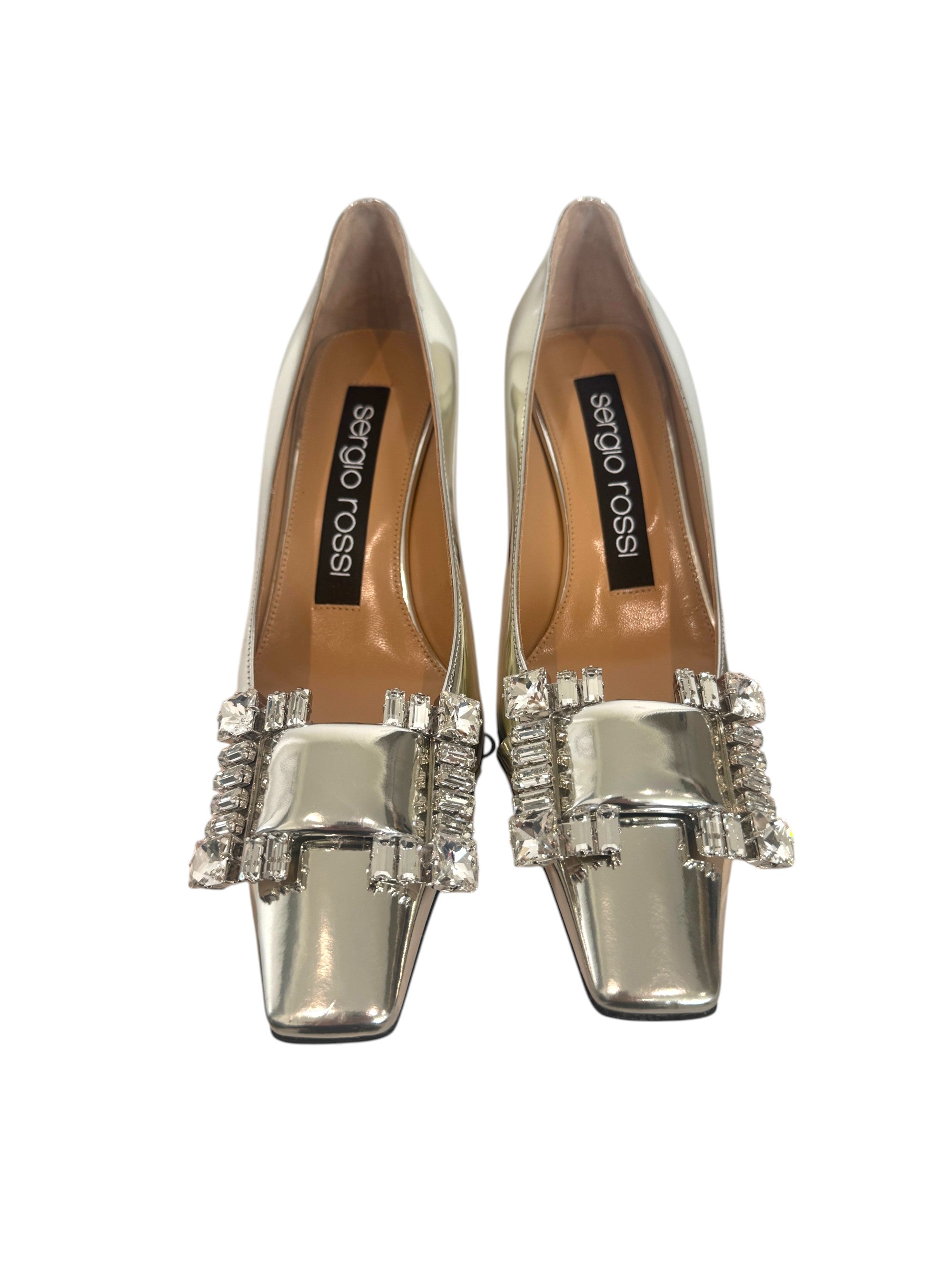 Sergio Rossi SR Twenty Pump in Metallic Silver Size 3 UK