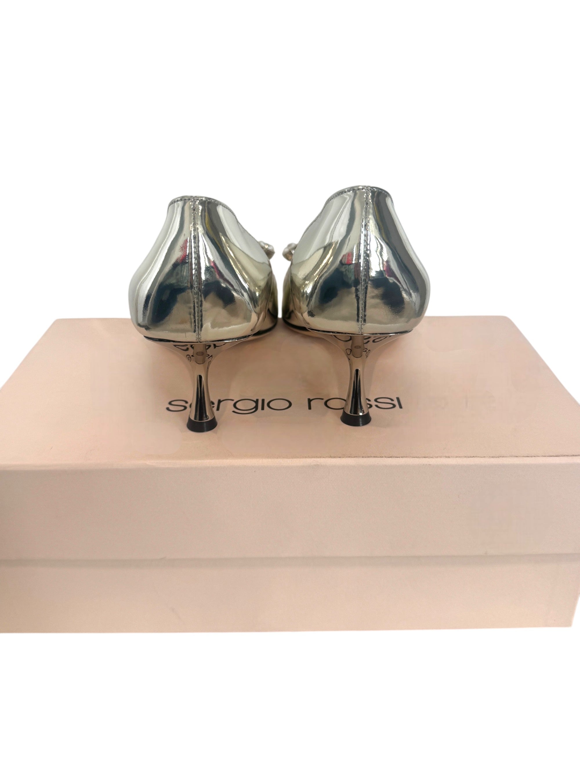 Sergio Rossi SR Twenty Pump in Metallic Silver Size 3 UK