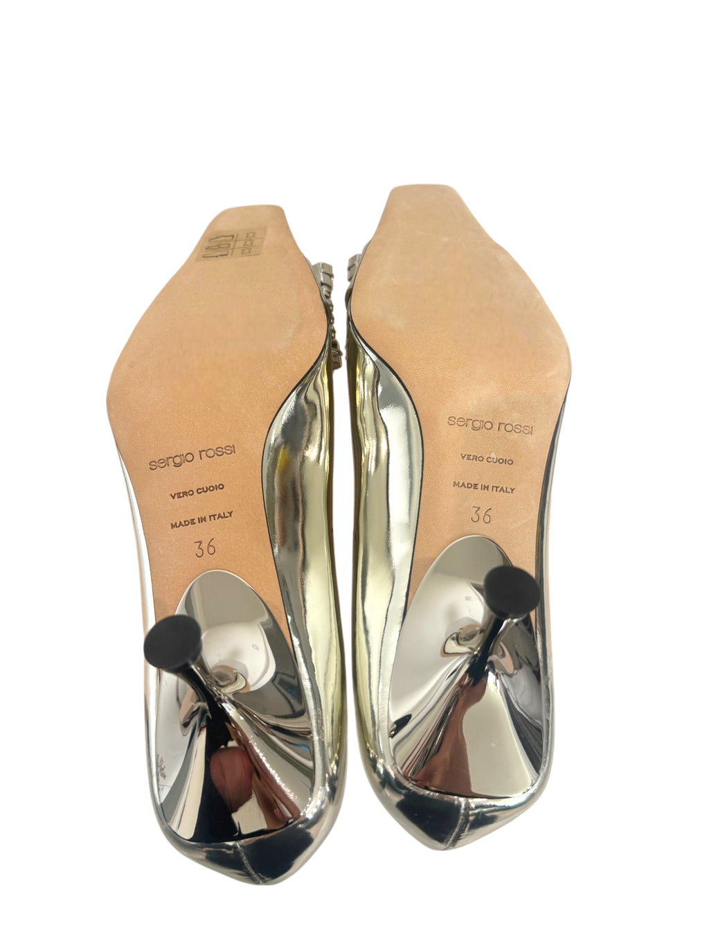 Sergio Rossi SR Twenty Pump in Metallic Silver Size 3 UK