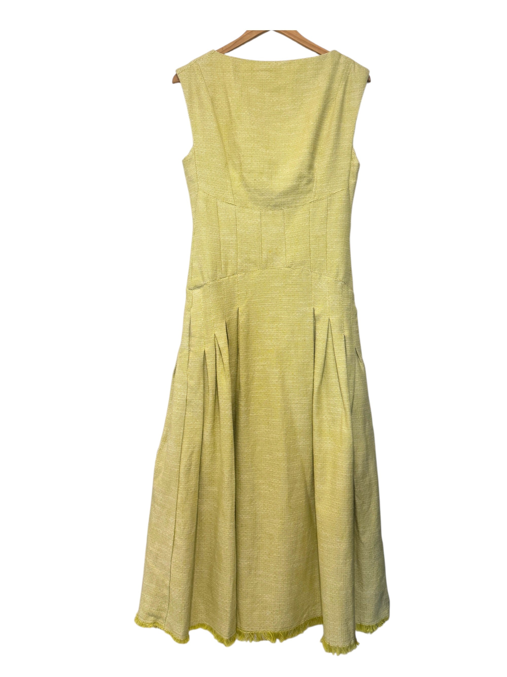 Karen Millen Spring Tweed Tailored Sleeveless Full Skirted Midi Dress Size 8 UK