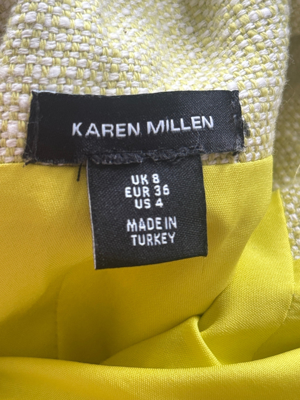 Karen Millen Spring Tweed Tailored Sleeveless Full Skirted Midi Dress Size 8 UK