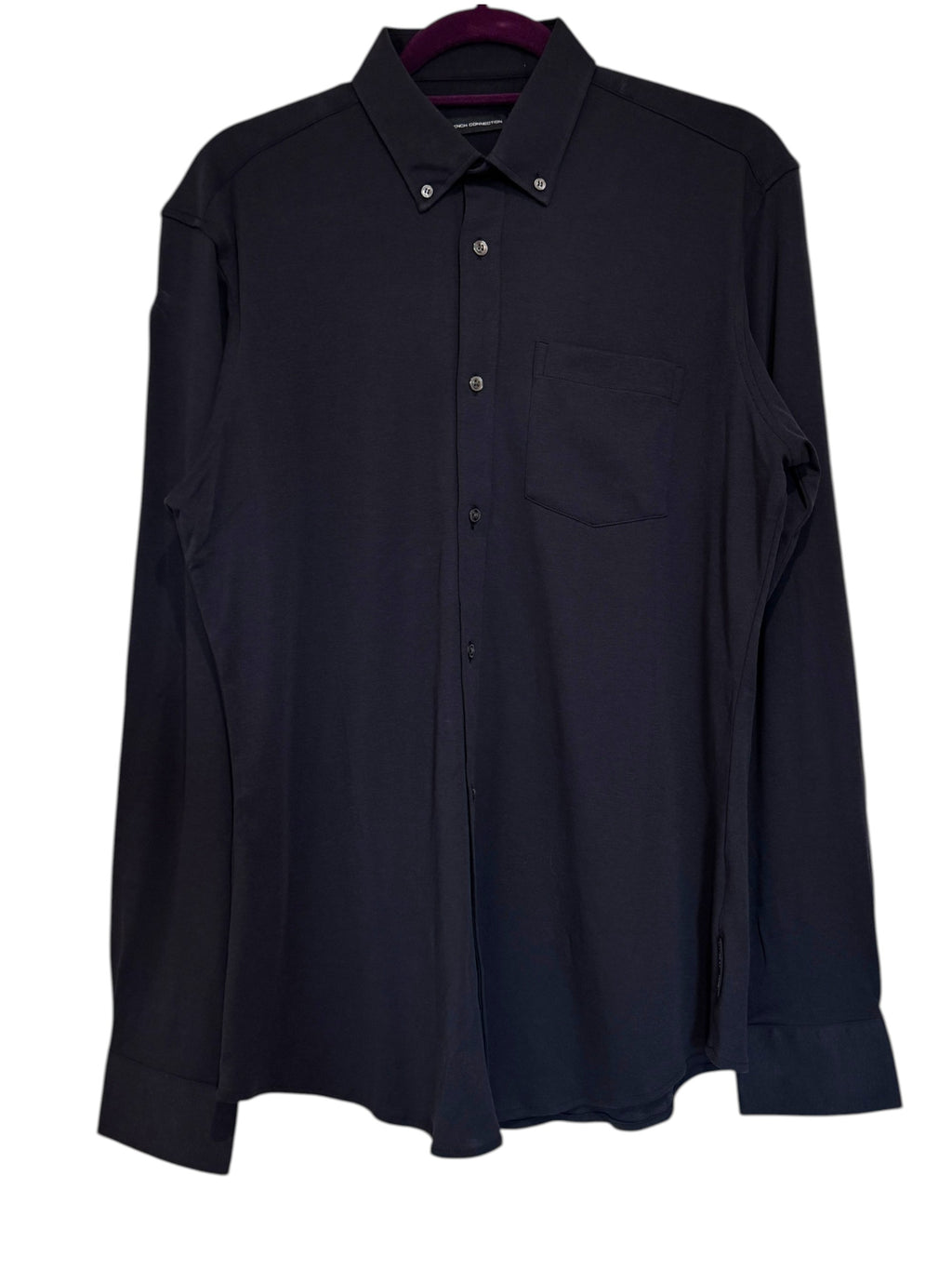French Connection UK Dark Navy Blue Stretchy Cotton Long Sleeve Shirt Size M