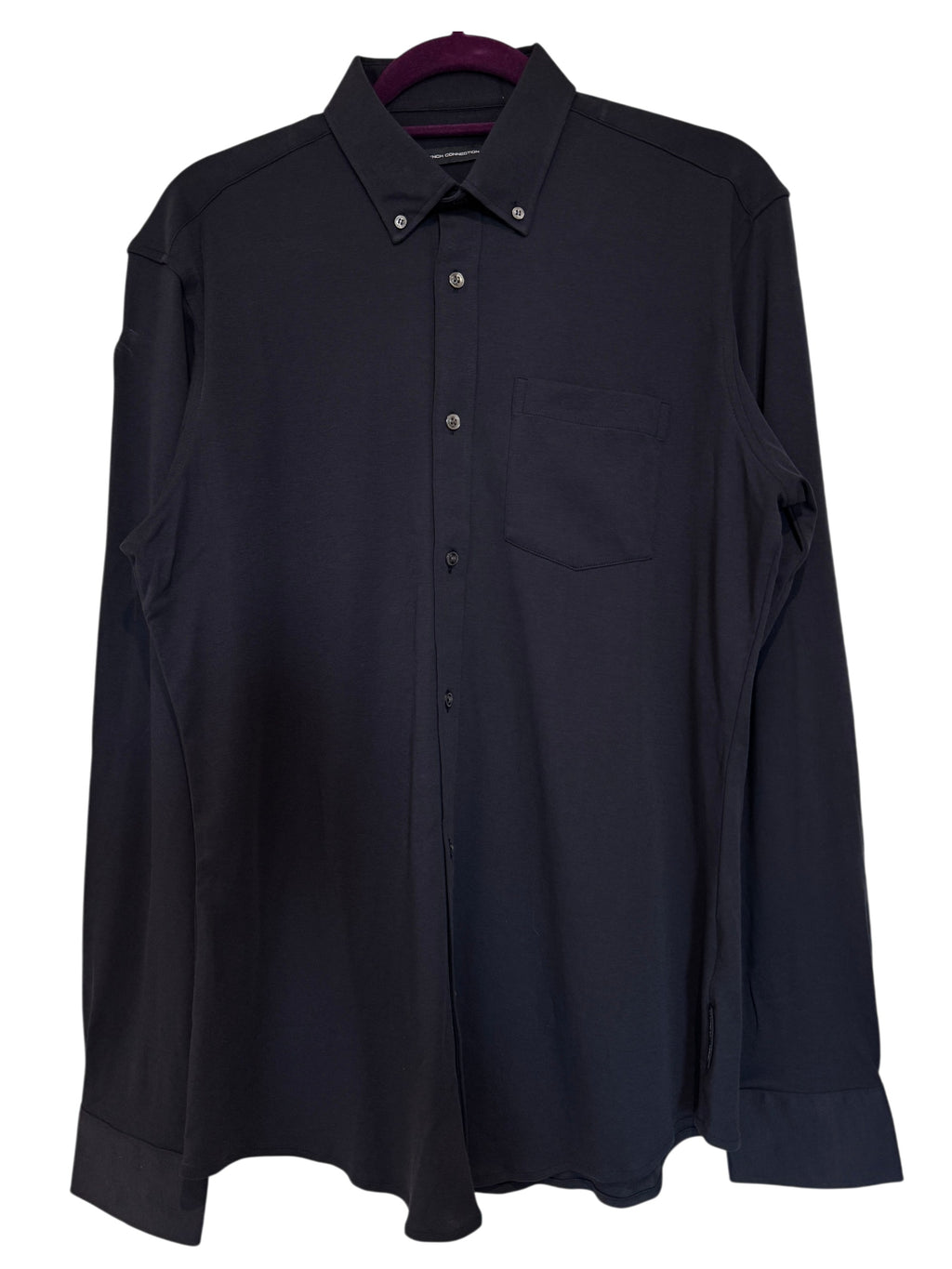 French Connection UK Dark Navy Blue Stretchy Cotton Long Sleeve Shirt Size M