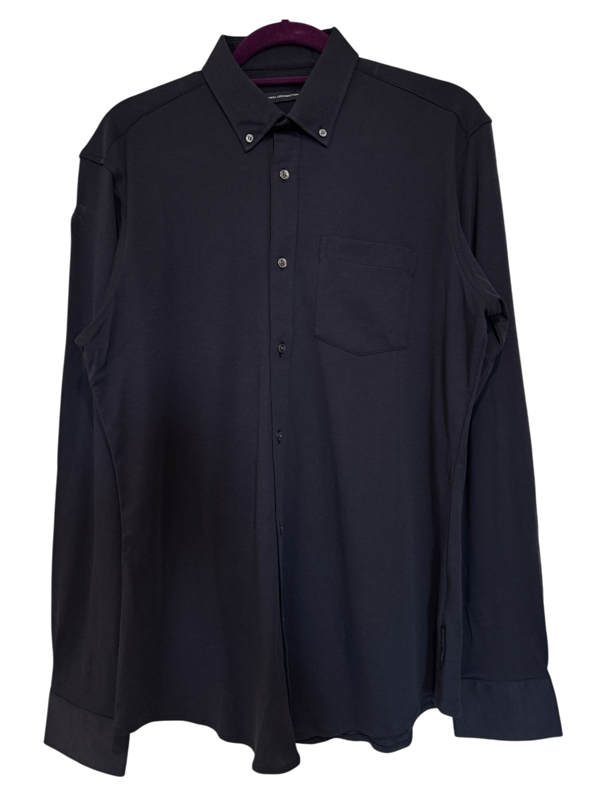 French Connection UK Dark Navy Blue Stretchy Cotton Long Sleeve Shirt Size M
