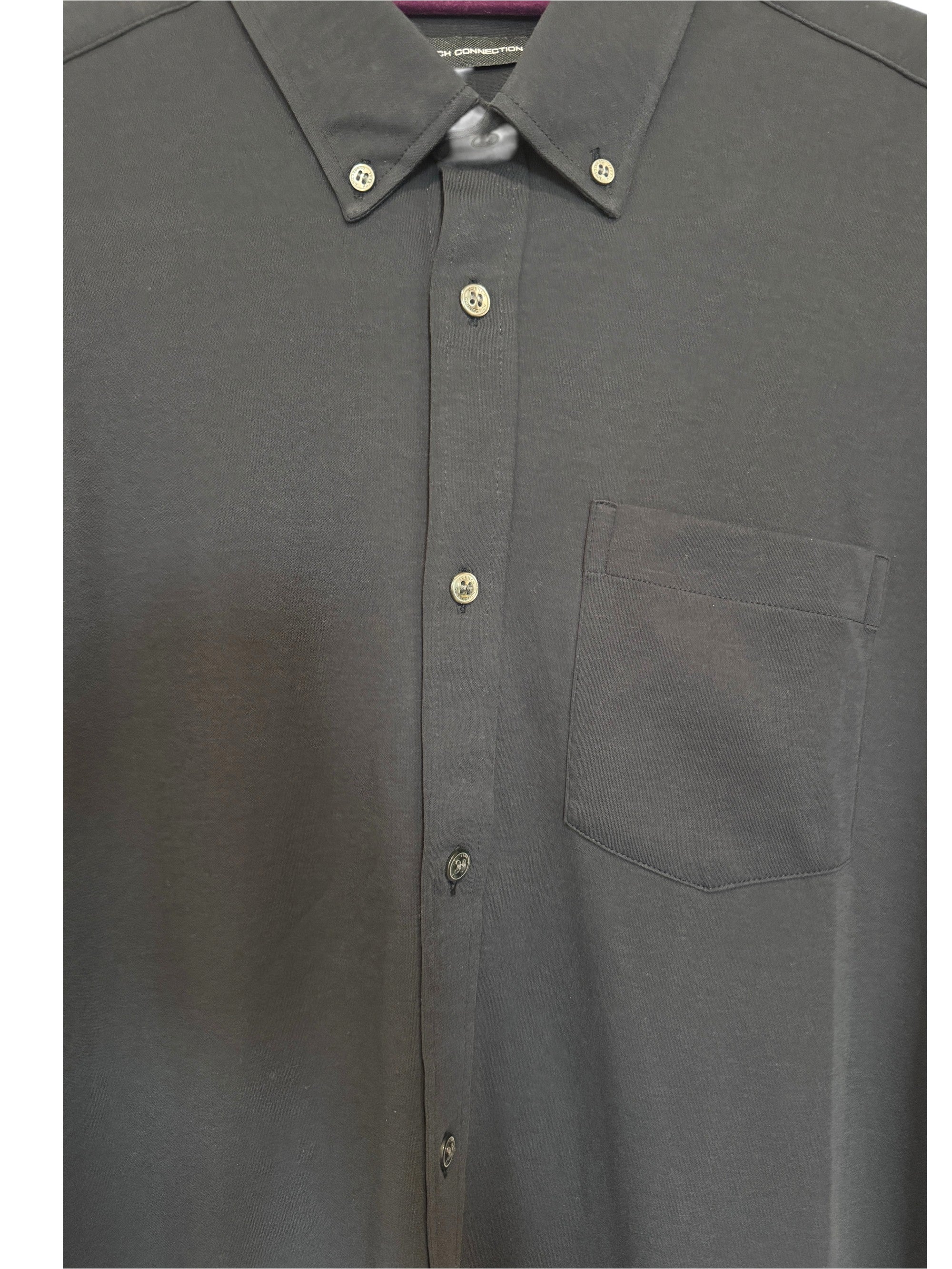 French Connection UK Dark Navy Blue Stretchy Cotton Long Sleeve Shirt Size M