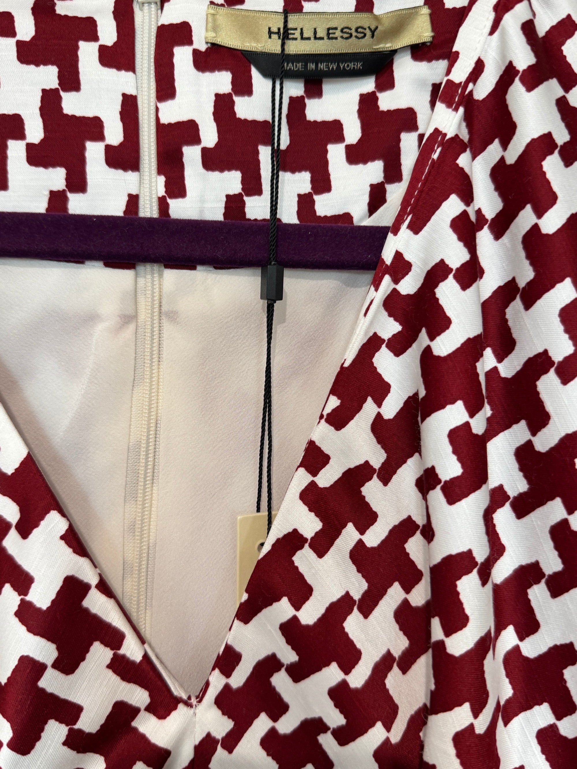 Hellessy Twisted Houndstooth Slub Satin Midi Dress Size 8 UK