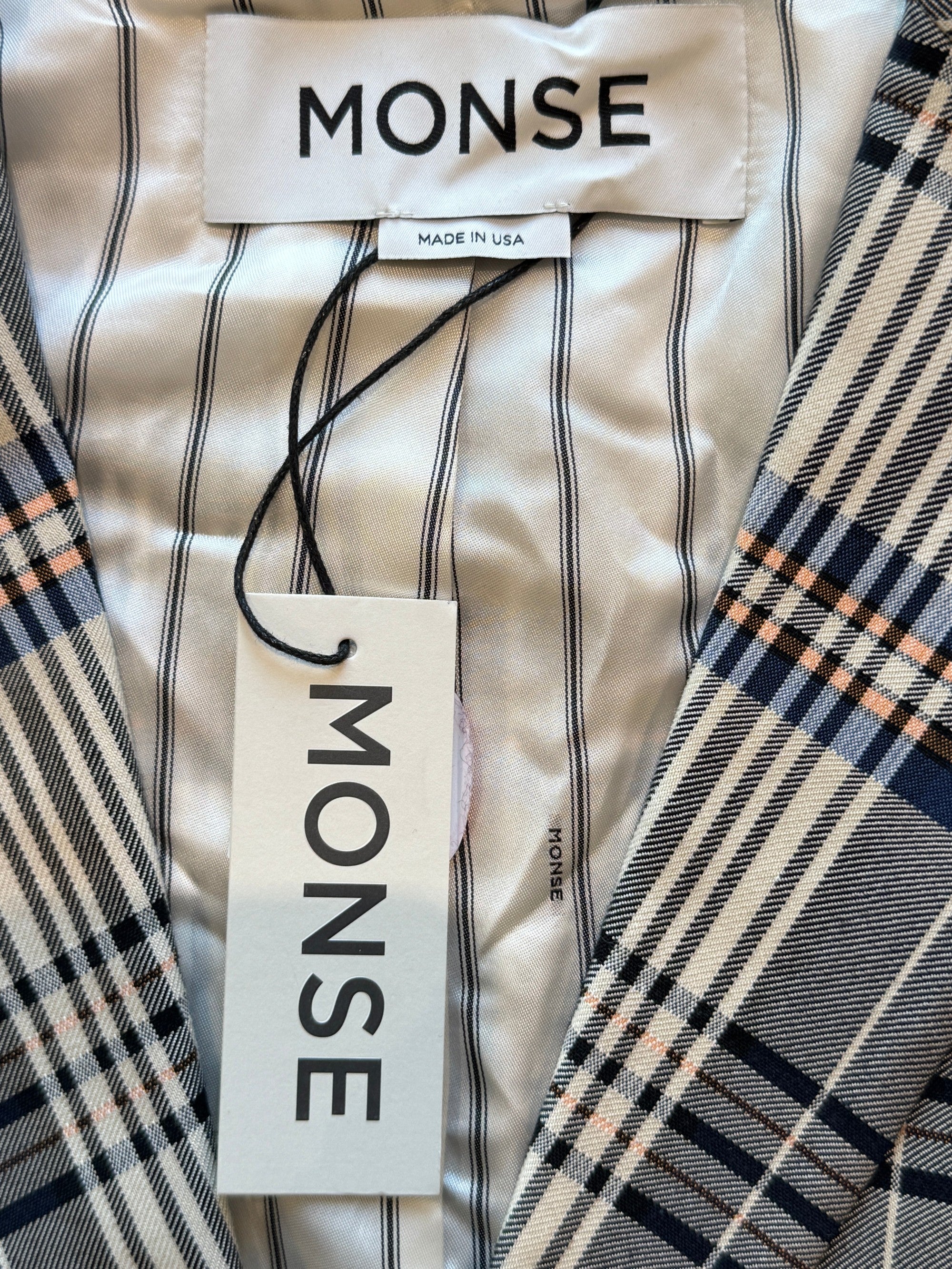 MONSE Tailored Plaid Oversize Fit Blazer Size 8 UK