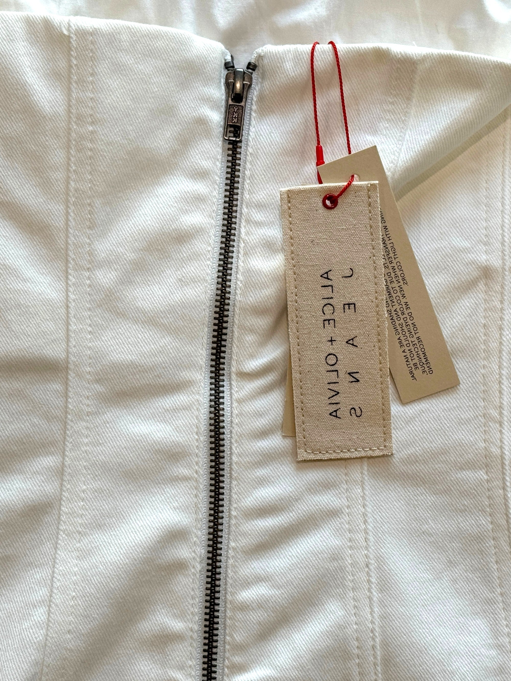 Alice + Olivia Palmer Off White Denim Mini Dress Size M