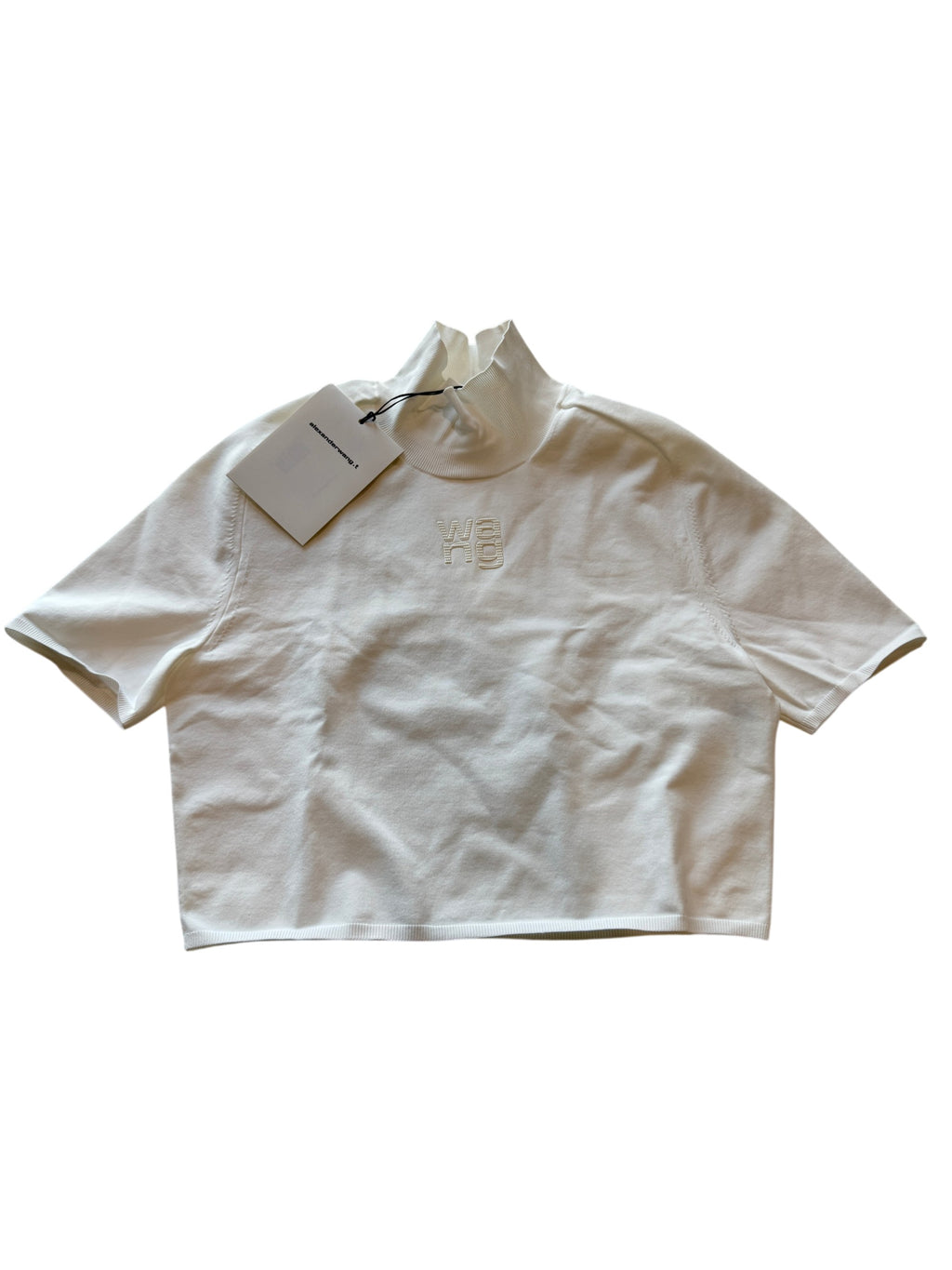 AlexanderWang.T Cropped Stretch Knit Turtle Neck Top Size M