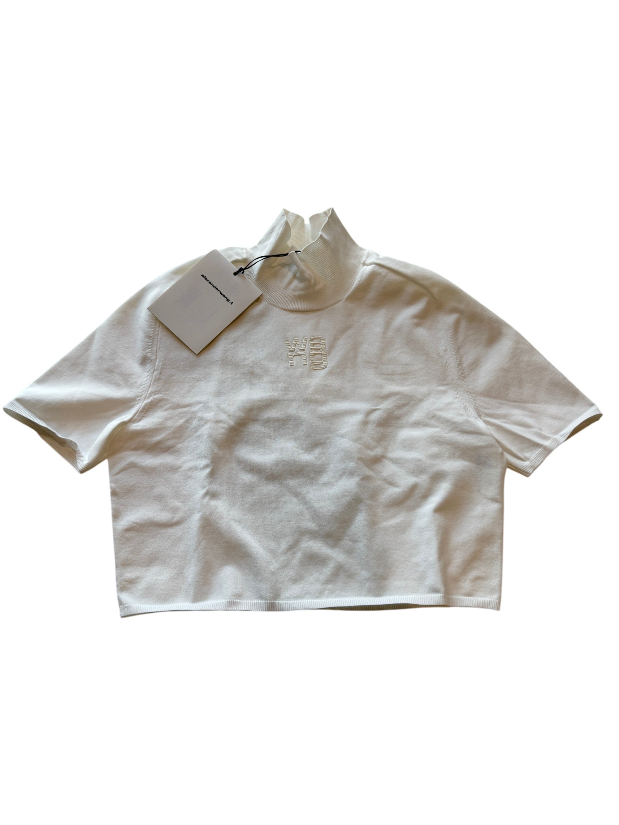 AlexanderWang.T Cropped Stretch Knit Turtle Neck Top Size M