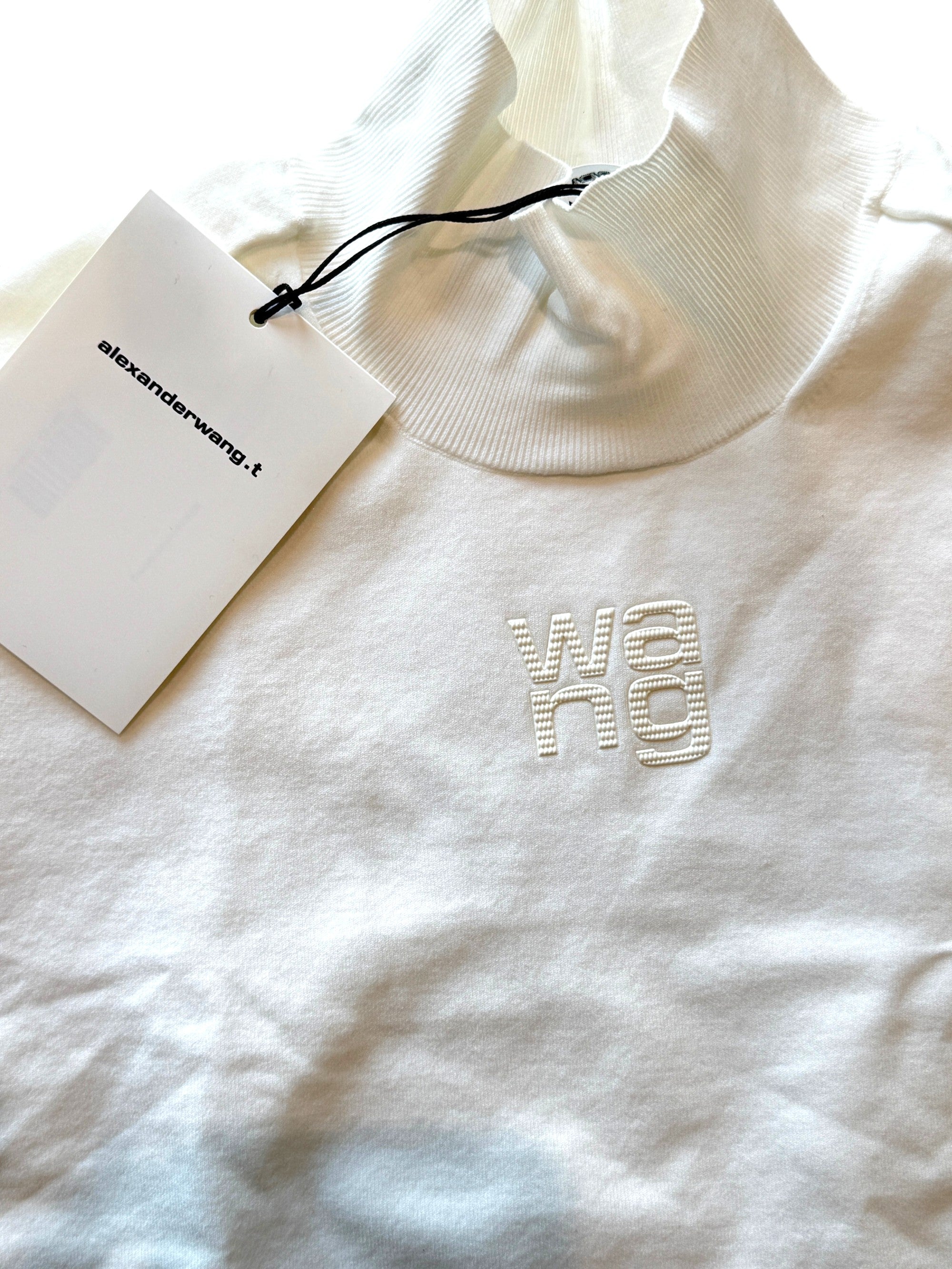 AlexanderWang.T Cropped Stretch Knit Turtle Neck Top Size M