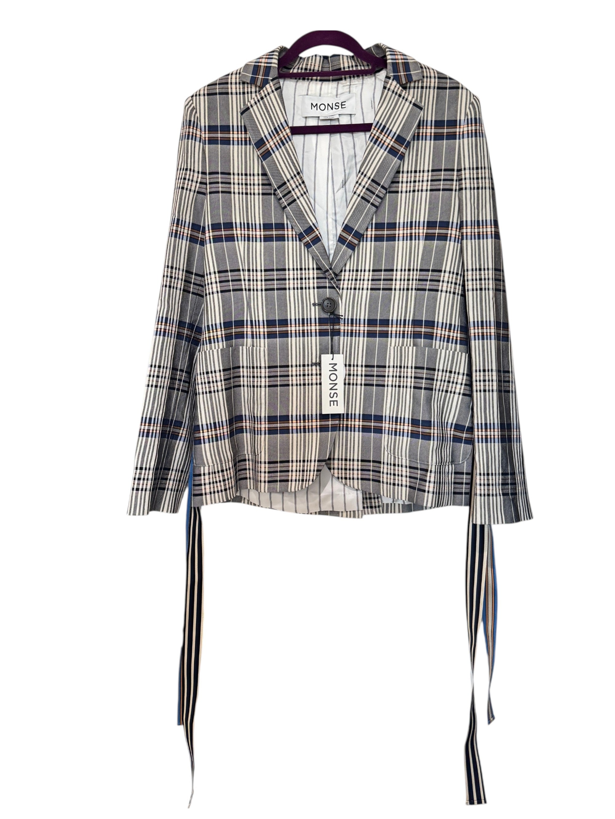 MONSE Tailored Plaid Oversize Fit Blazer Size 8 UK